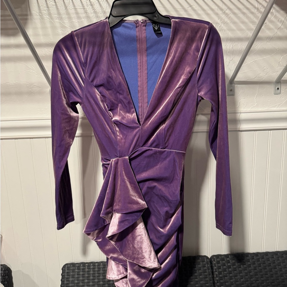 Windsor Shimmering Purple Long Sleeve Dress